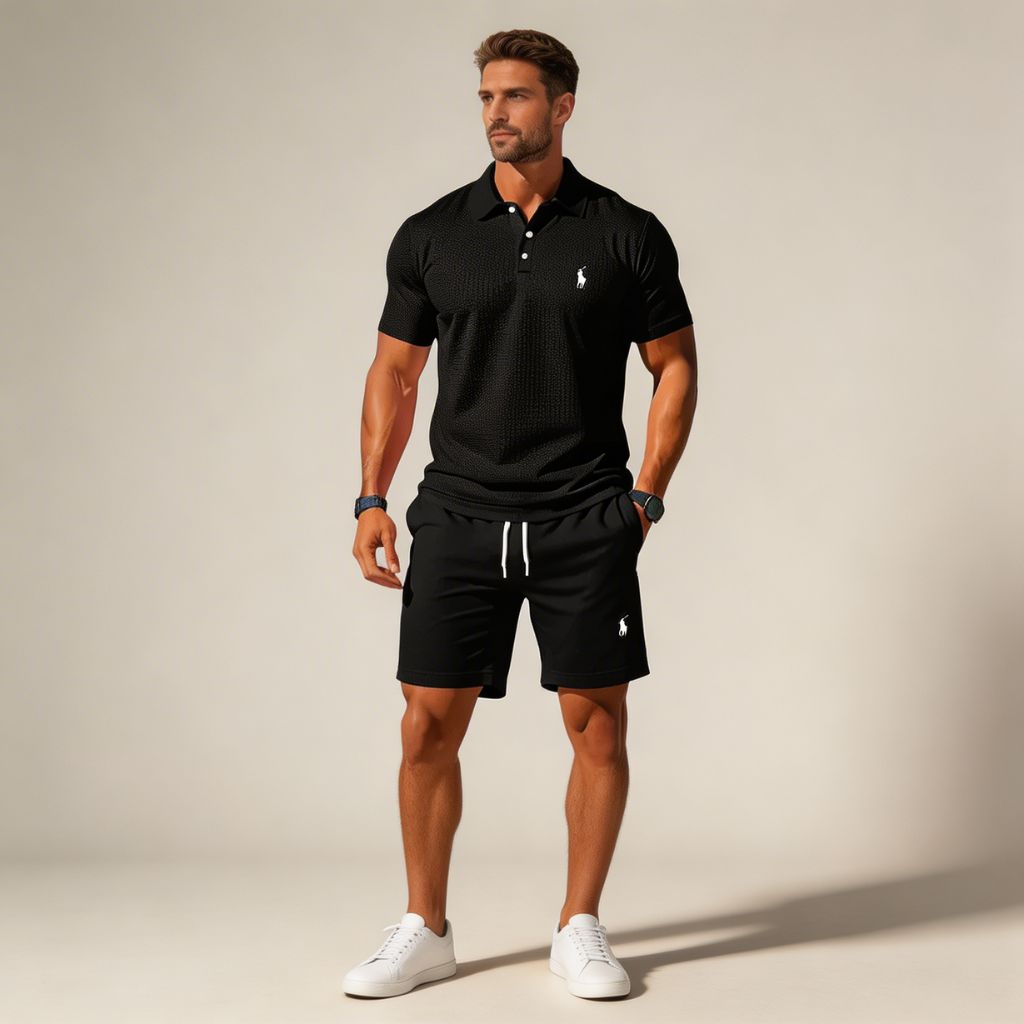 Premium Textured Polo & Shorts Set