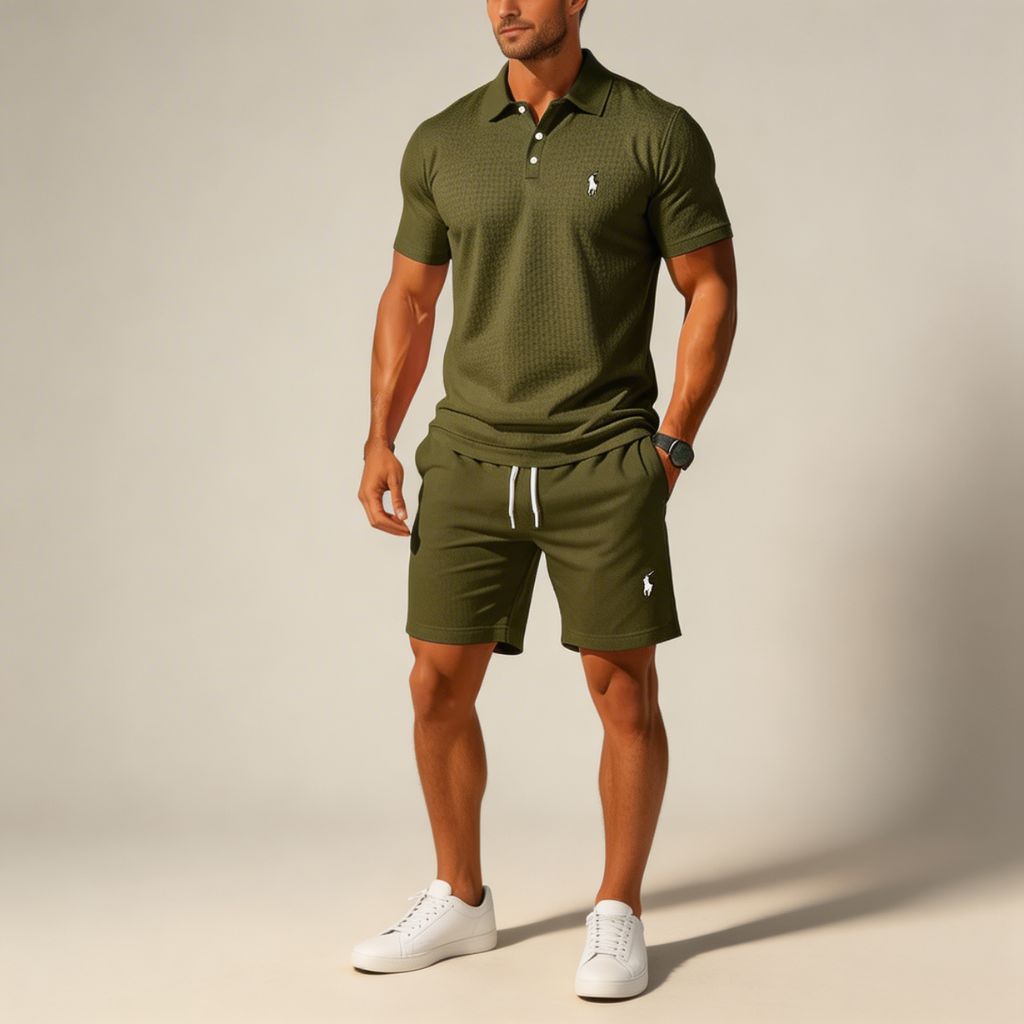 Premium Textured Polo & Shorts Set